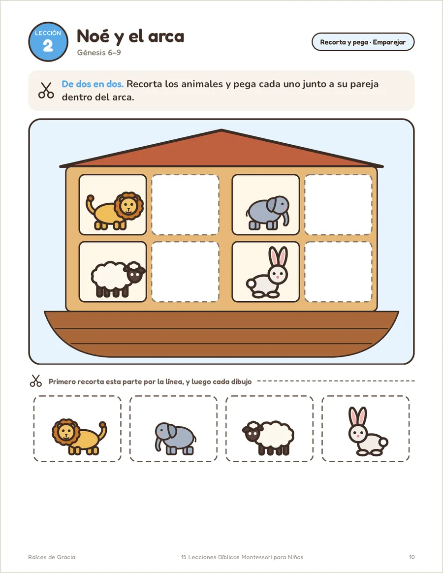 Página de ejemplo: actividad de recortar y pegar